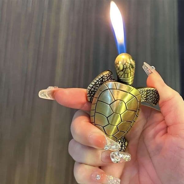 No Butanebutane Creative Desktop Golden Turtle Super Cool Portable Gas Size Adjustable Soft Flame Lighter, Refillable Butane Lighter Candles, Outdoors, Indoors,