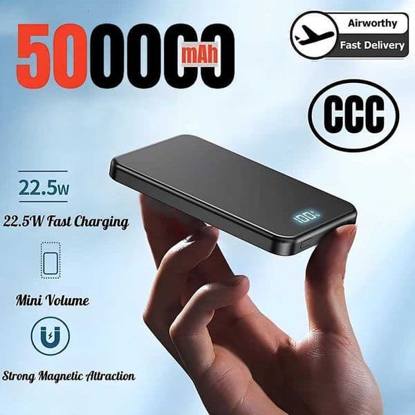 500000mAh Portable Magnetic Wireless Power Bank PD225W Fast Charging External Battery for For iPhone NEW H251209