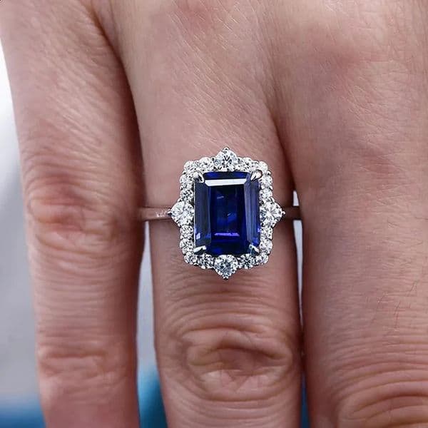 Huitan Trendy Women Wedding Rings Square Blue Cubic Zirconia Rings Anniversary Gift Female Accessories Jewelry 251204