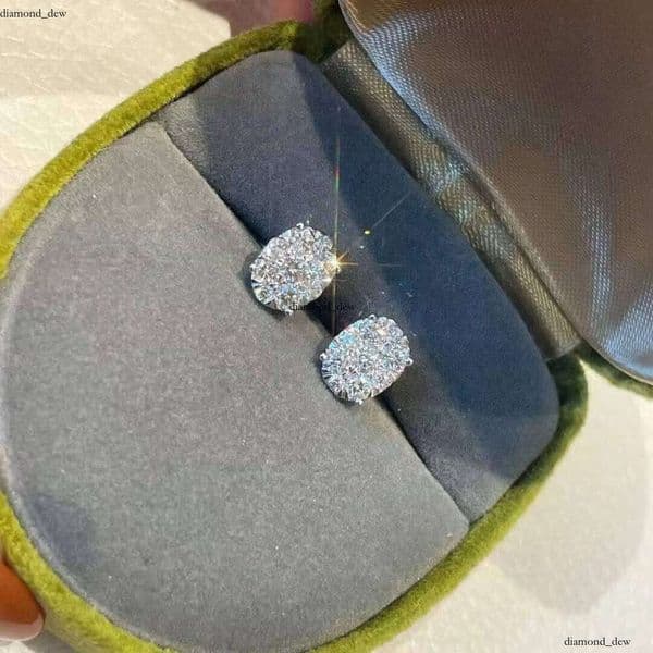 Grass Stone Full VVS Moissanite Oval Wholesale Manufacturer VVS Moissanite Mini Luxury Earrings for Men and Women