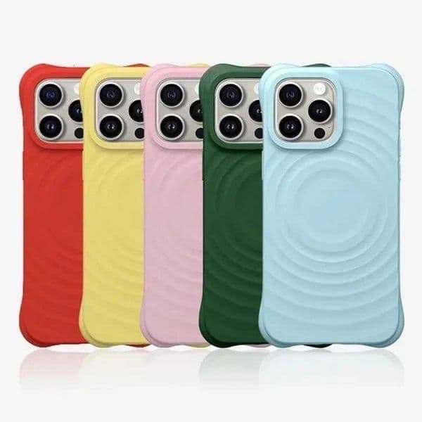 Blue Green Ripple Silicone Engraved Letters Magnetic Phone Case Cover for IPhone 12 13 14 15 16 17 Pro Max Case M251209