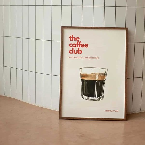 Retro Coffee Club Canvas Print Chic Food Brage Beige Background Wall Art Posters for Modern Living Ro Bedro He Decor H251208