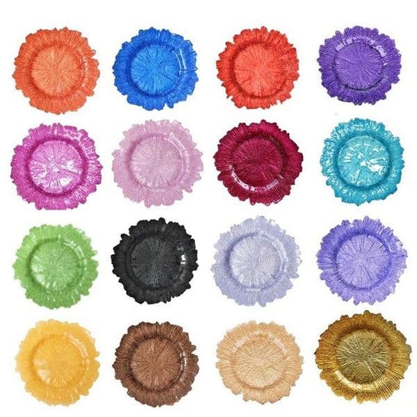 Home Charger plates for Christmas parties dinners food mats hotel parties PP plastic lotus leaf plates Dishes Z 12.3-2