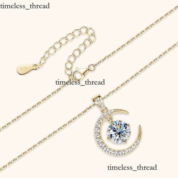 Exquisite Full VVS Moissanite 2.31ct 925 Sterling Silver Moon and Star Pendant Necklace with Certificate for Women's Jewelry
