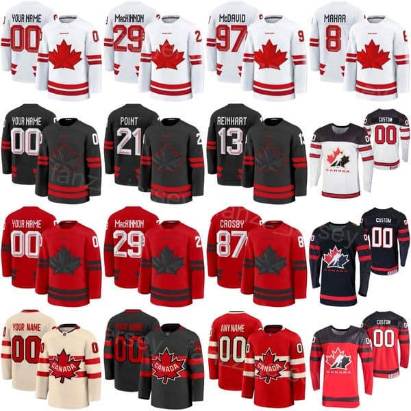 2025 Hockey Canada 29 Nathan MacKinnon Jersey National 97 Connor McDavid 9 Sam Bennett 50 Binnington 71 Anthony Cirelli Sidney Crosby Kid Man Lady 4 Nations Face-Off