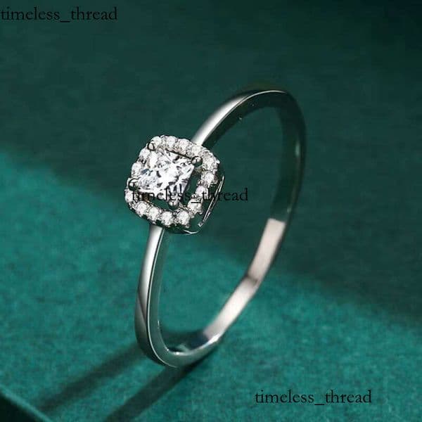 Aiermei 100% 925 Sterling Fashion Luxury Square Transparent VVS Moissanite Ring Women's Wedding Statement Fine Silver Jewelry