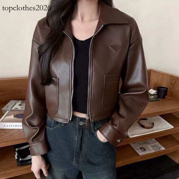 New leather luxury brand fashion designer motorcycle jacket long sleeved high-quality women's clothing Asian sizes s-L