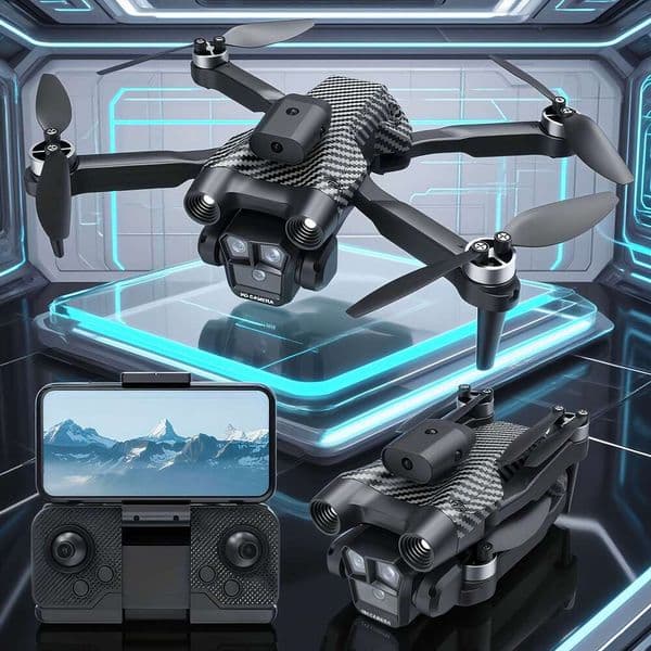 Drone With Dual Professional Cameras, Brushless Motor, 360-Degree Flip, Multiple Batteries Extended Flight Time, Foldable Remote-Controlled Aircraft