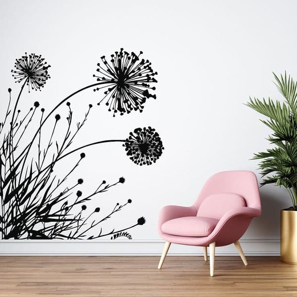 Beauty Dandelion Flower Wall Sticker Living Room Bedroom Flora Landscape Nature Wall Decal Kitchen Bathroom Vinyl Decor