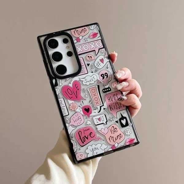 Fashion Lady Magnetic Acrylic Black Border Case for Galaxy S22 S23 S24 S25 Ultra S23 S24 Plus Protective Shell M251209