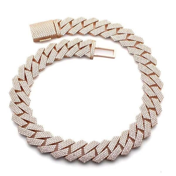 Luxury Mens 925 Sterling Silver 14k Rose Gold Diamond Cuban Chain VVS Moissanite Iced Out Hip Hop Style Fine Necklaces for Men