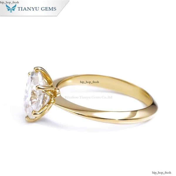 7x9mm 2ct Oval Brilliant Cut VVS Moissanite Ring 6 Prongs Knife Edge Band 18k 14k 10k Yellow Gold Solitaire Rings for Women
