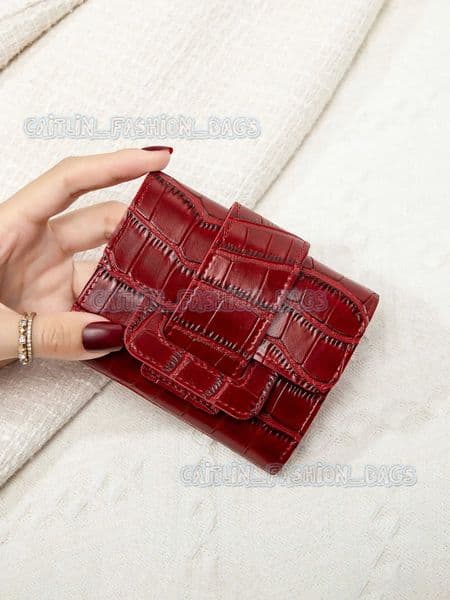 Womens Solid Color Mini Odile Pattern PU Leather Wallet Simple and Lightweight Small Wallet Short Holder H251209