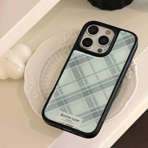 Korean Geometric Checkered Drop Glue Phone Case For iPhone 16 15 14 13 12 Pro Max Plus 11 XR Shockproof Protective Hard Cover M251209