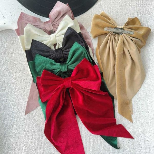 Christmas ins Velvet Bow Hair Clip temperament Wen Fashion Solid Bowknot Satin Hairpin Girls Ponytail Clip Hair Accessories X251209