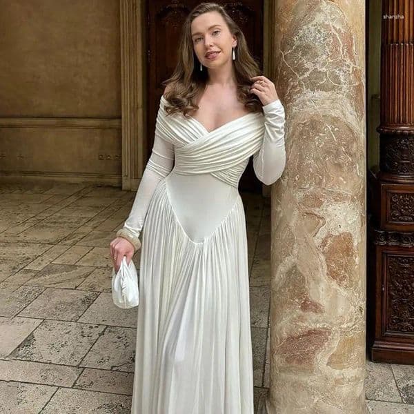 Casual Dresses Talenza Elegant V-Neck Ruched Dress Fashion Sexy Twisted Patchwork Slim Maxi Luxurious Women's Party Evening
