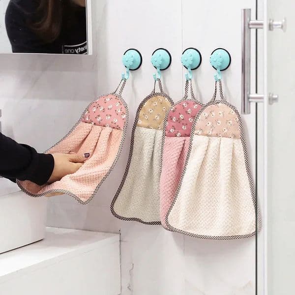 Useful Coral Velvet Bathroom Supplies Soft Hand Towel Absorbent Cloth Dishcloths Hanging Kitchen Accessories 3040cm 251202BJ