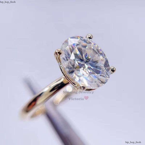 GRA Certified Wedding Jewelry 10k Solid Gold Engagement Ring VVS Moissanite Oval Cut