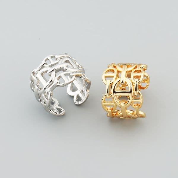 Trendy New and American Style Three-Layer Hollow Pig Nose Ring Open Adjustable One Size for Men and Women Elegant Jewelry