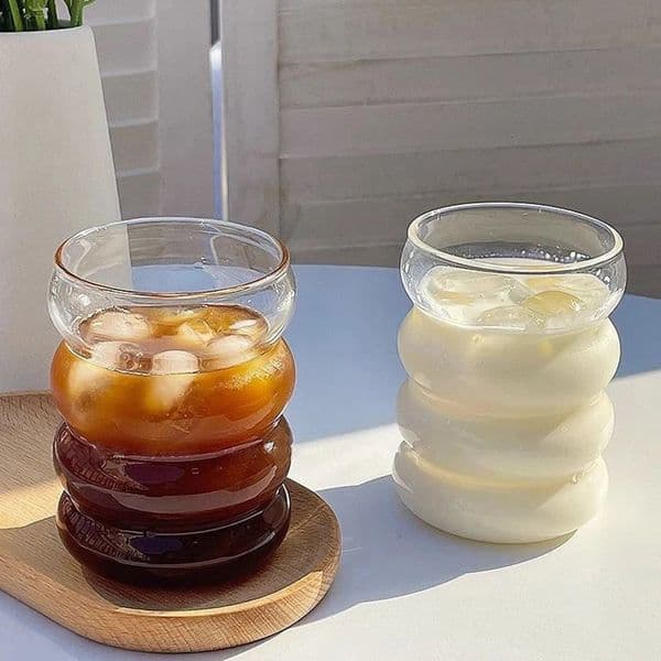 FZCSPEED Drinking Glasses with Glass Straw Creative Coffee Mug Kitchen Glass Cups for CocktailIced CoffeeBeer WaterSodaTea 251204