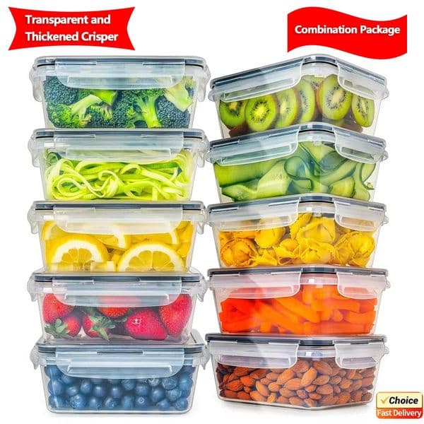 4 Piece Food Storage Containers Set with Easy Snap Lids 4 Lids 4 Containers - Airtight Plastic Containers for Pantry 251204