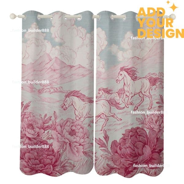 Custom Designer H Blackout Curtain for Bedroom 52x72 inch Long 2 Panels Luxury Horse Pattern Darkening with Grommet Insulated Blinds Privacy for Living Room H22