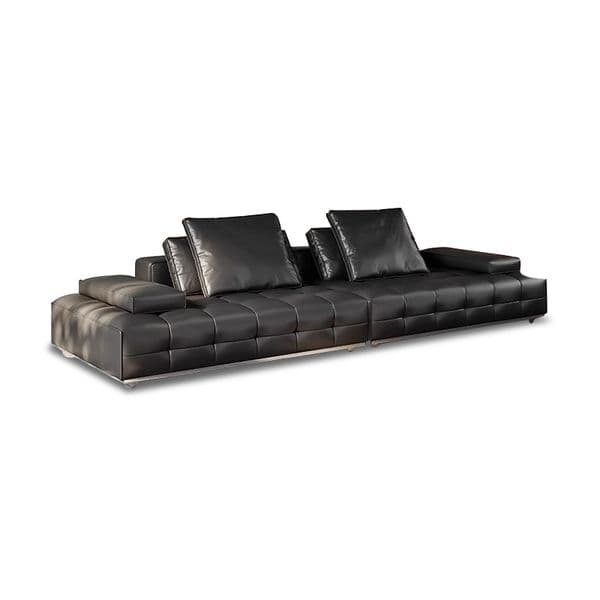 Lawrence Sofa - Top-Grain Leather, Down-Filled Cushions, Ultra-Soft Comfort, Stainless Steel Base, Stylish Modern Living Room Furniture