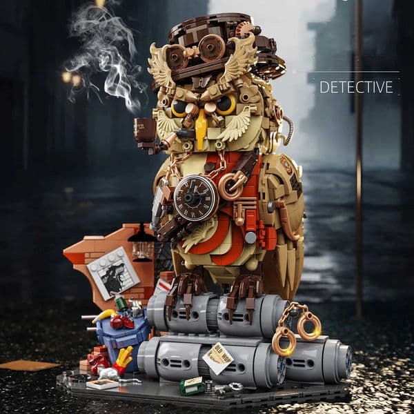 1286PCS Mechanical Punk Detective Owl Building Block Assembly Model Kit Desktop Ornaments Excellent Collectibles Holiday Gifts C260326