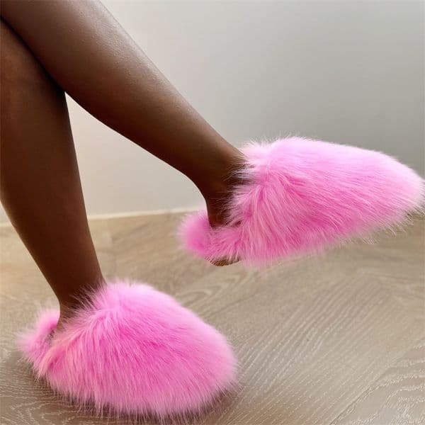 Luxury Men's Warm Thicken Lamb Wool Black White Pink Red Real Fur Slippers Women Winter Fur Flat Shoes Woman Brand Designer Soft Sole Outdoor Home Slides Slippers Shoe