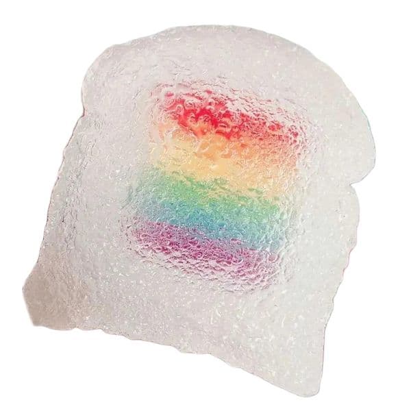 2026 New Rainbow Jelly Toast Squeeze Soft 3D Squishy Mochi Toy Relaxed Relief Squishies Fidget Decompression Toys Cute Gifts L240910 Designe