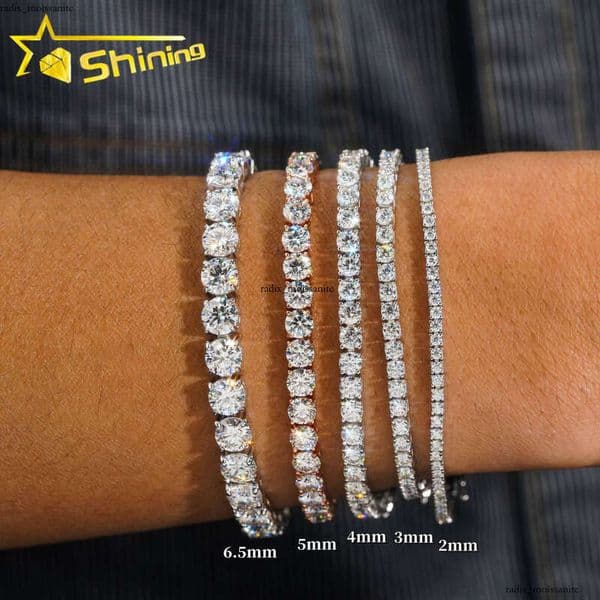 Cheapest Price RTS 925 Sterling Silver 2mm 3mm 4mm VVS VVS Moissanite Necklace Silicon Stone Tennis Bracelet Chain