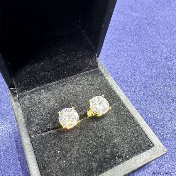 VVS Moissanite 925 Sterling Silver Diaspore Earrings Ins Hot Sale Round Brilliant Cut VVS Hoop Ice Unisex