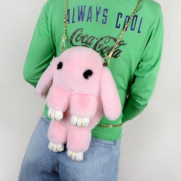 Rabbit Bag Cute Rabbit Imitation Rex Rabbit Fur Bag Plush Rabbit Bag Chain Rabbit Bag Crossbody Chain