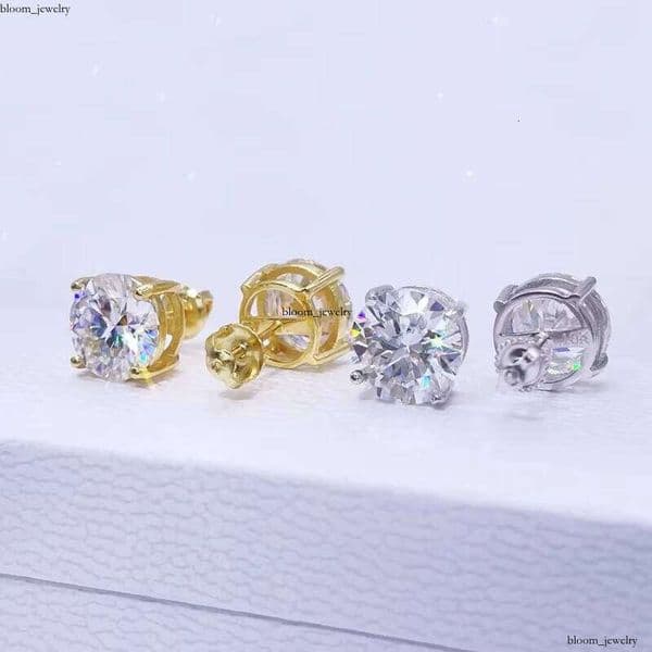 GRA Certified VVS Moissanite Silicon Stone Earrings Design 925 Sterling Silver 2024 Classic Gold Plated Free Wear Yellow Jade