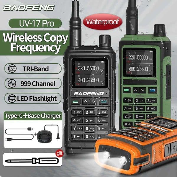 Baofeng UV 17 Pro Wireless Copy Frequency Walkie Talkie 16 KM Long Range Flashlight Type-C Charger Ham Radio UV 17 Pro L K5 5R M251210