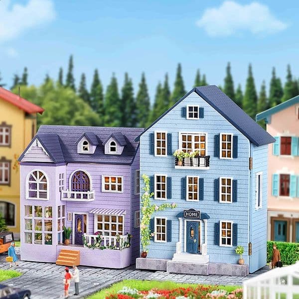 DIY Mini Wooden Doll House Assembly Building Model Pink Princess Villa Architecture Kit 3D Puzzle Dollhouse With Furniture Gifts 251209