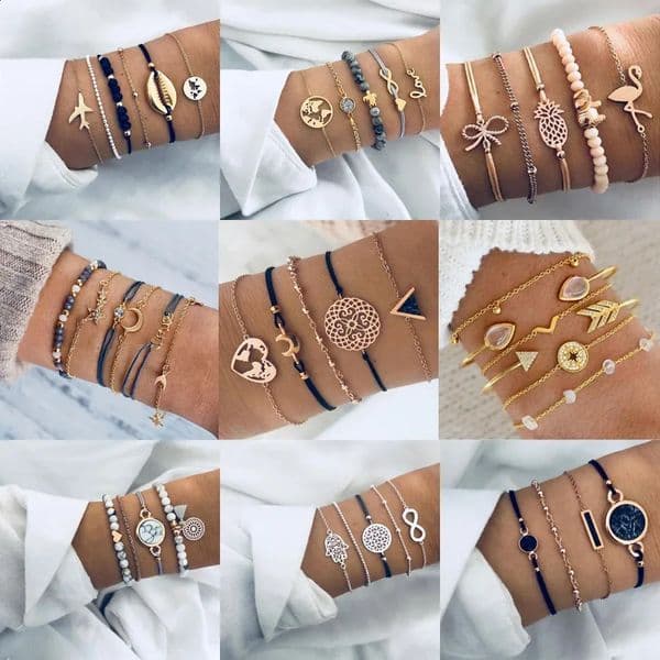 n Vintage Women Boho Bracelets Set Moon Shell Heart Tortoise Charm Beads Chains Bangle For Female Bohemian Jewelry 251203