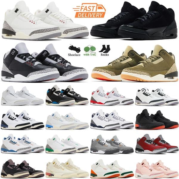 Basketball Shoes Men Women 3s Black Cat Cement 3 White Reimagined Fire Red UNC Trainers Sneakers