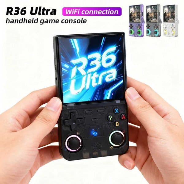 R36 Ultra handheld game controller with built-in 10emulators with RGB lighting effects supports WiFi connection L25121001P5