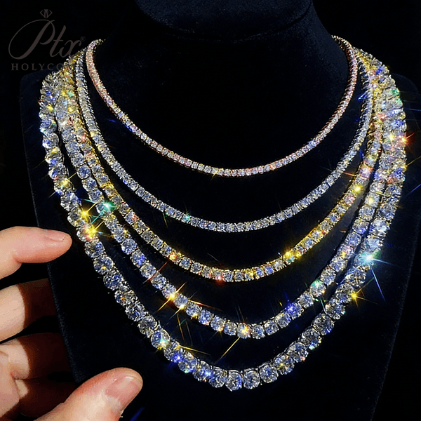 Custom Hip Hop Jewelry Necklace 3mm 4mm 5mm 925 Sterling Silver Chain VVS Moissanite Tennis Chain for Women Men
