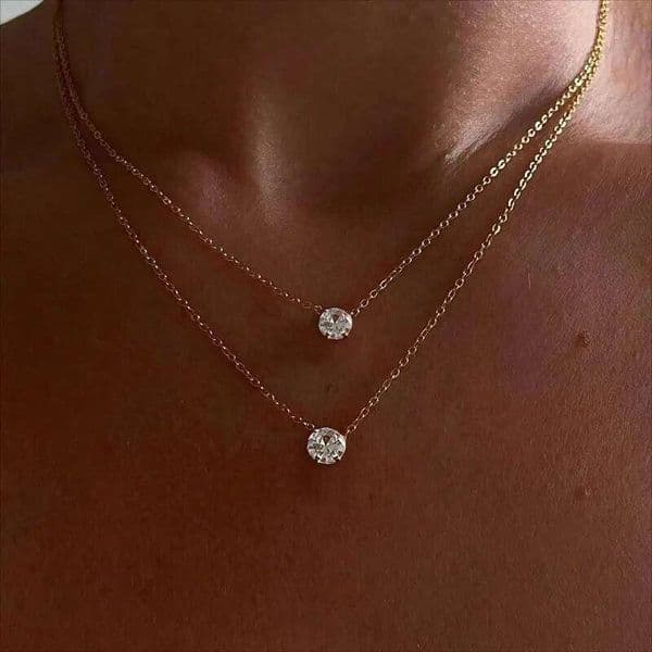 Anziw Original 3Ct 1Ct 2Ct Moissanite Necklace Real 925 Silver Chain 6.5-9Mm Solitaire Pendant Necklaces For Women Jewelry Gifts