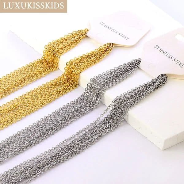 LUXUKISSKIDS Stainless Steel Chains Necklace Woman 10pcslot Bulk Wholesale DIY Rolo 2mm Chain No Fade Choker For Jewelry Making 251205
