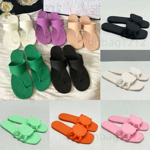 Designer Slides Women Rubber Thong Sandals Interlocking Slides Beach Flip Flops Summer Casual Shoes Outdoors Slipper 569 T251211