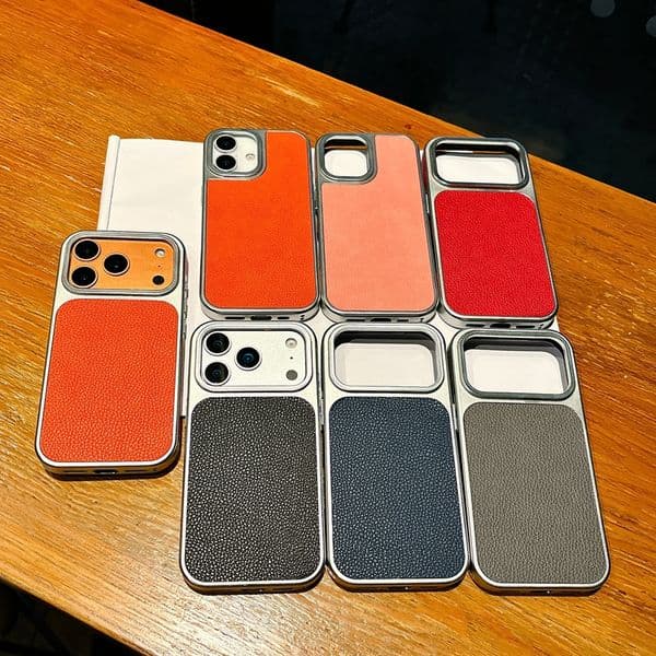 Leechee PU Leather Chromed Soft TPU Cases For Iphone 17 Air 16 Plus 15 Pro Max 14 13 Iphone17 Metallic Plating Litchi Grain Mobile Cell Phone Back Cover Skin