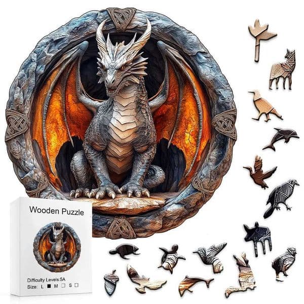 Wooden Puzzles for Adults - Mechanical Dragon Puzzle Unique Shape Wooden Jigsaw Puzzles Wood Puzzles Adult Family Puzzle Goo X251211