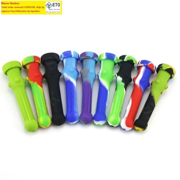 2021 One Hitters Pipes Cigarette Holder Silicone Smoking Pipes Glass Oil Burner Dab Straw Pipe Smoking Tobacco Dry Herb Accessories 420 LL