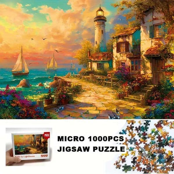 Mini Jigsaw Puzzle for Adults Artistic Puzzle Lighthouse Path Finished Size 1496 x 1024 38x26cm 1000Pieces X251211