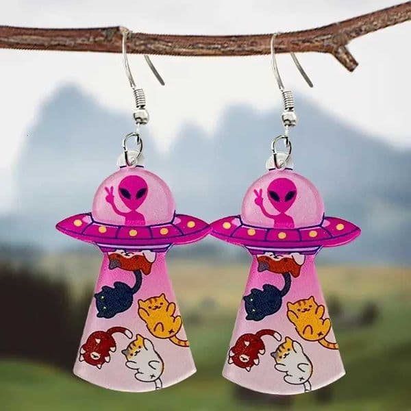 A Pair of Cartoon Stereo Blocks Black and White Skunk Swan Kitten UFO Creative Craft Colorf Spotted Small Dinosaur Earrings X251212