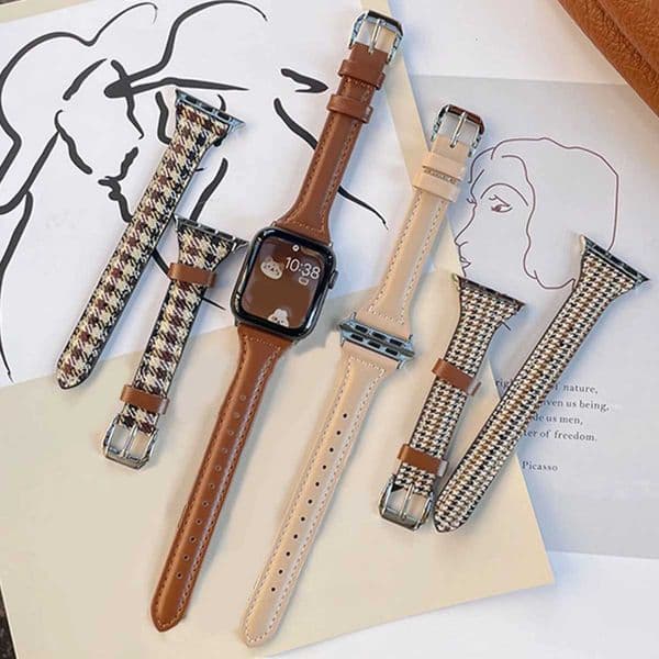 Leather Bands Cpatible Watch Band Slim Replacement Wristband Sport Strap for Iwatch SE Series 9 8 7 6 5 4 3 2 1 Y251212