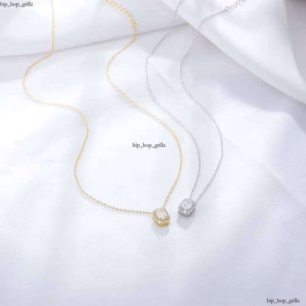 Custom Jewelry New Product 2024 925 Sterling Silver Square Cut Pendant Rectangle Anniversary Necklace